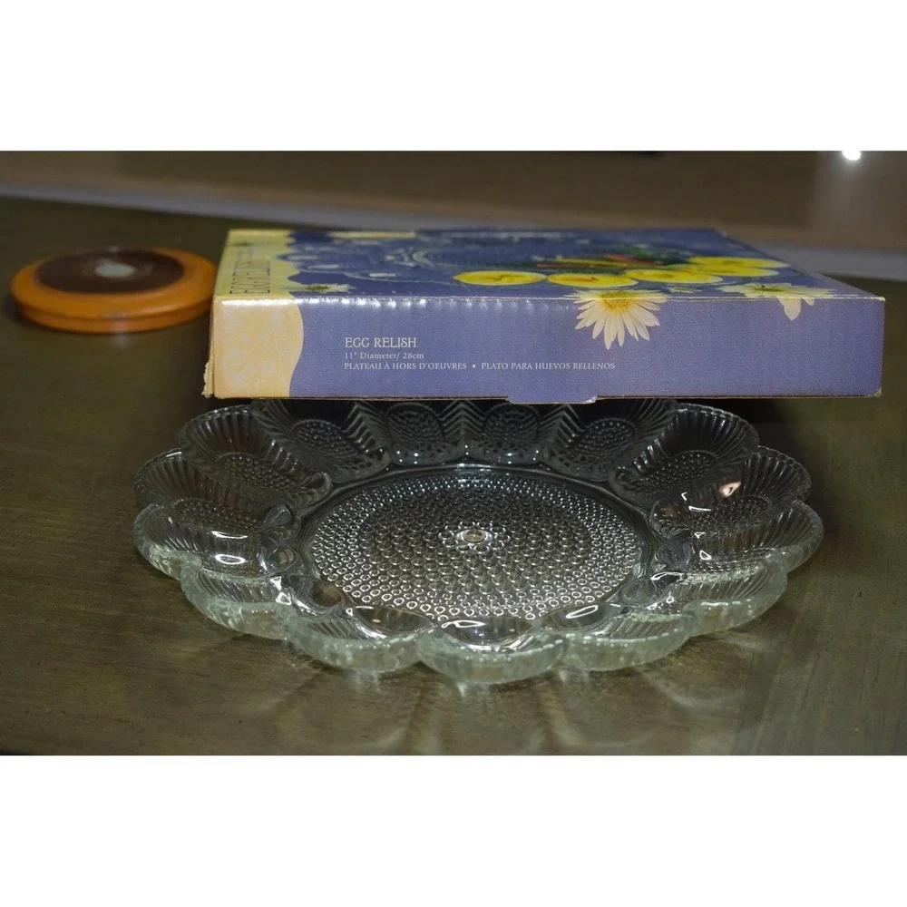 Vintage Indiana‎ Glass Egg Relish Dish: Crystal Collection Tray